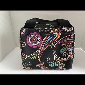 Vera Bradley Black Floral Paisley Cosmetic Bag/ Lunch Box,